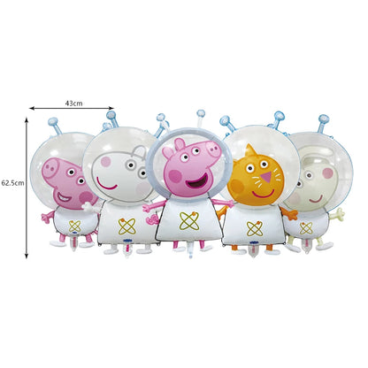 Peppa Pig Birthday Party Decoration Aluminum Foil Balloon For Kid Event Supplies Disposable Tableware Banner Backdrop Gift