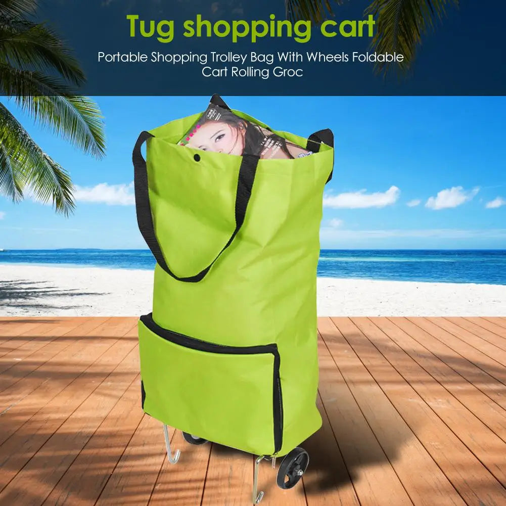 Trolley Bag Reusable Shopping Bag with Wheels Shopping Cart Carry-on Bag Upgrade Shopping Bag Folding Grocery Cart Eco-friendly