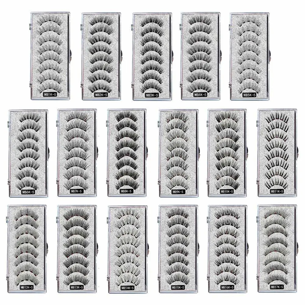 3D Natural Magnetic Eyelashes,With 5 Magnetic Lashes Shipping Box Eyelashes Handmade False Gift Reusable Support Drop Magne T6N2