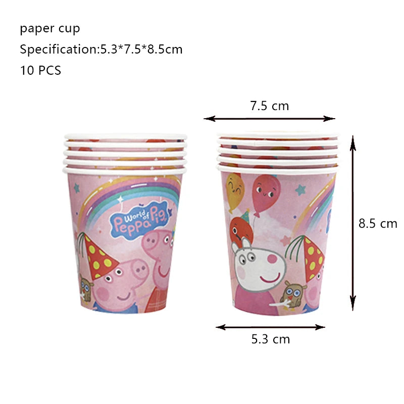 Peppa Pig Birthday Party Decoration Aluminum Foil Balloon For Kid Event Supplies Disposable Tableware Banner Backdrop Gift