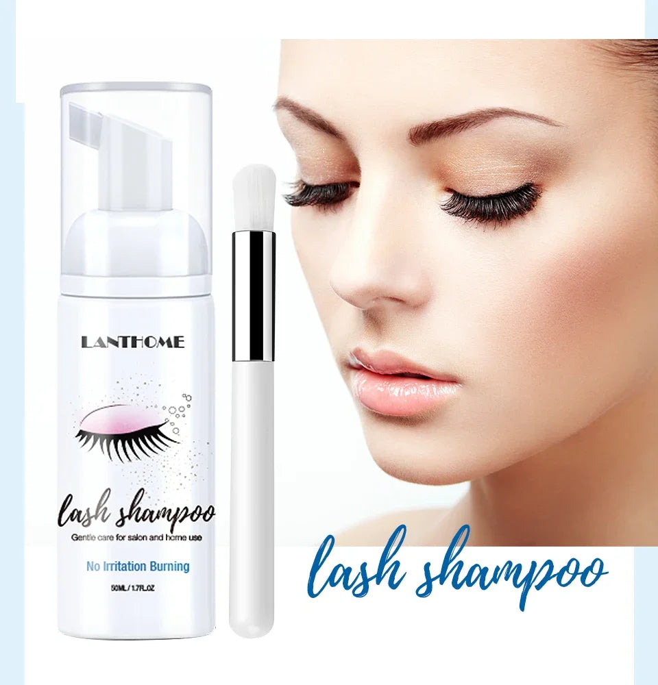 50ml Lanthome Eyelash Extension Shampoo Foam Eyelid Deep Clean Cleanser For Makeup Tools Mascara Remover Glue Salon Home Use