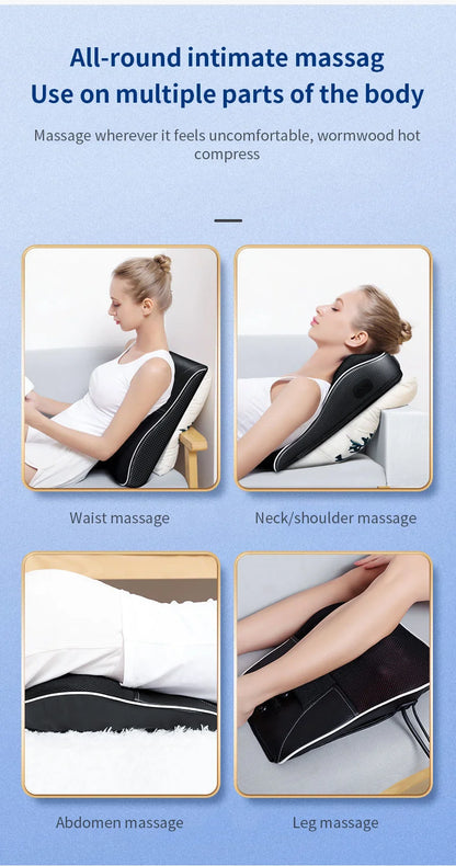 Jinkairui Electric Shiatsu Head Neck Cervical Ttraction Body Massager Car Back Pillow with Heating Vibrating Massage Device