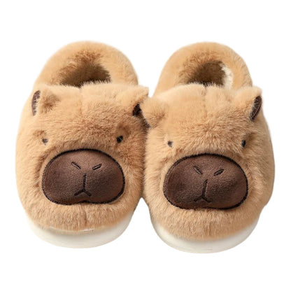 Plush Capybara Slippers Comfortable Closed Toe Slippers Non-Slip Thermal Home Slippers Fluffy Couple Slippers for Indoor Bedroom