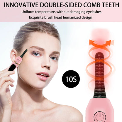 Electric Eyelash Curler Professional Fast Heating Eyelashes Curling Natural Eyelash Comb Portable Lash Long Lasting Makeup Tool