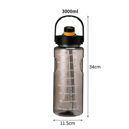 1.5 L/2L/3L Bottled Large Capacity Sports Water Cup Leak-proof With Straw Plastic And Time Stamp For Home Outdoor Sports