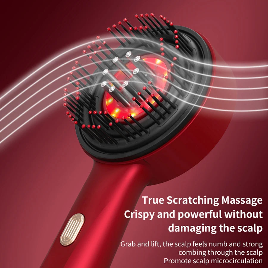 1pc Head Massager Vibration Massage Comb Red Light Therapy Hair Growth Massage Scalp Brush Anti Hair Loss Liquid Oil Hair Care