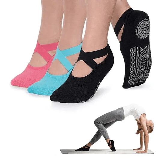 High Quality Non-Slip Pilates Socks for Women Breathable Bandage Yoga Socks Cotton Fitness Dance Barre Ballet Sports Socks