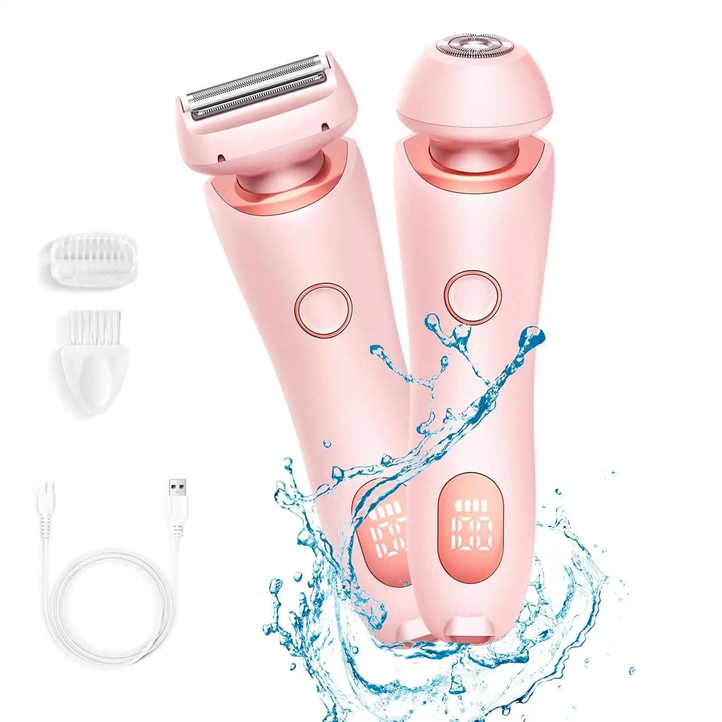 Electric Razors for Women 2 In 1 Bikini Trimmer Face Shavers Hair Removal for Underarms Legs Ladies Body Trimmer IPX7 Waterproof