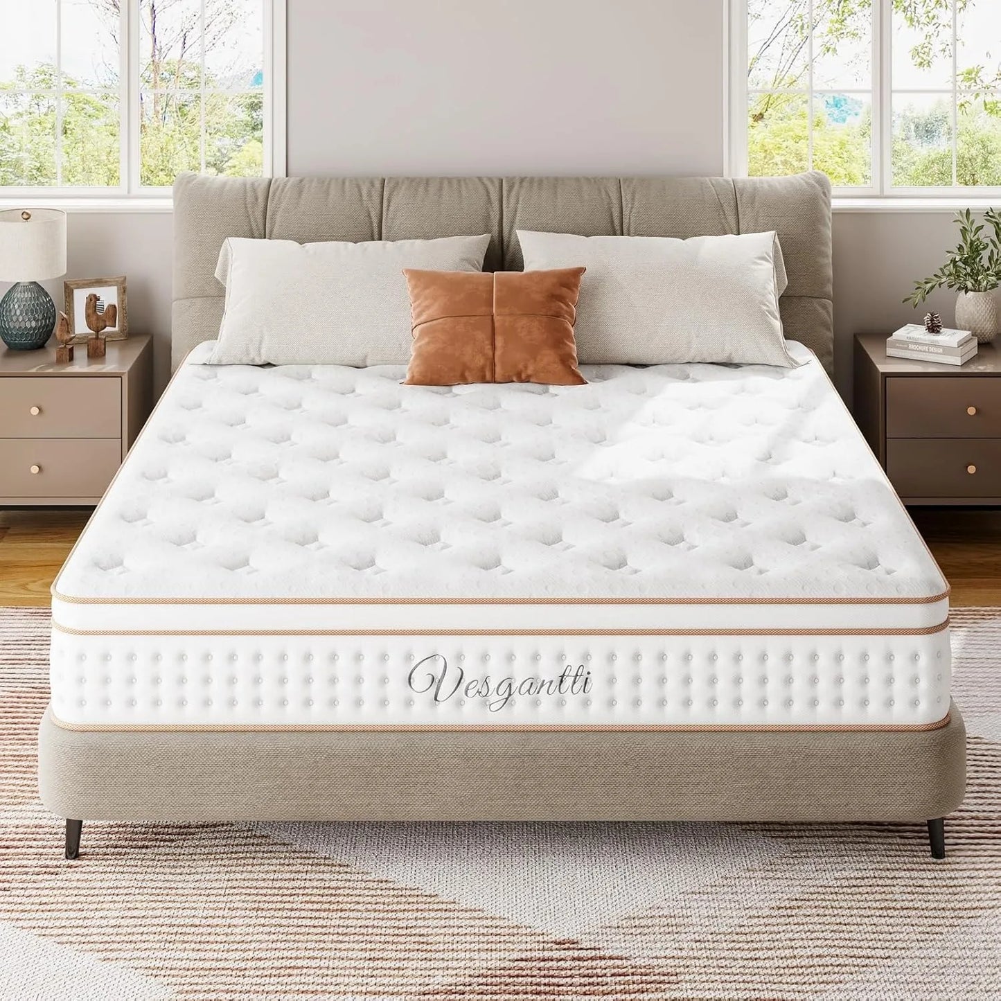 10.2 Inch Hybrid Mattress with Breathable Foam and Individually Pocket Spring - Edge Support & Motion Isolation, Medium Firm