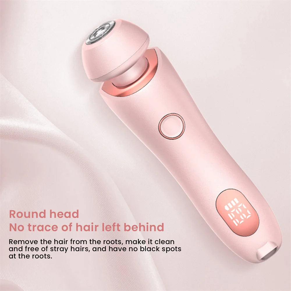 2-In-1 Electric Shaver Female Trimmer Replaceable Cutter Head Ip7 Waterproof Wet And Dry For Legs Underarms Face