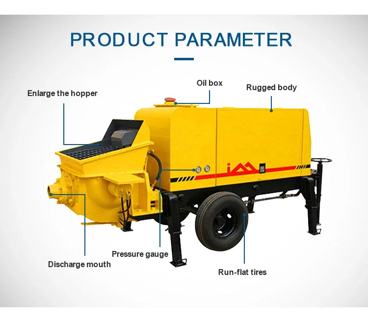 YG Concrete Pump Automatic Construction Machinery Trailer Mobile Concrete Pump Portable Concrete Mixer Mixing Machine with Pump