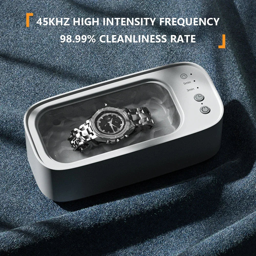 Ultrasonic 360 Degree Cleaning Machine 45KHZ Jewelry Eyeglasses Watches Cleaner Timing for Jewelry/Pacifier/Makeup Tool/Eyeglass