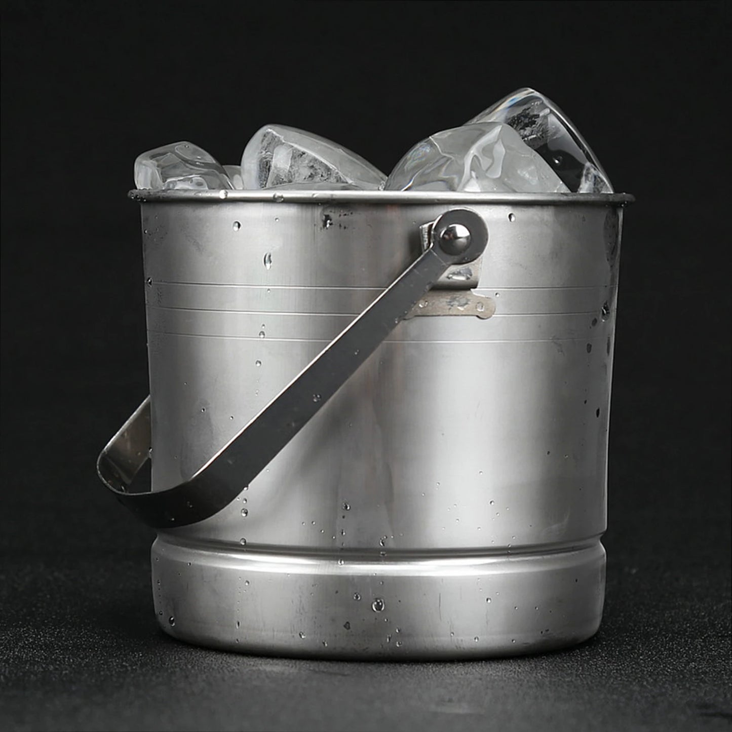 1L Stainless Steel Ice Bucket with Ice Clip 12.5cm Ice Bucket Ice Barrel with Clamp BBQ Camping Ice Cube Container for Party Bar