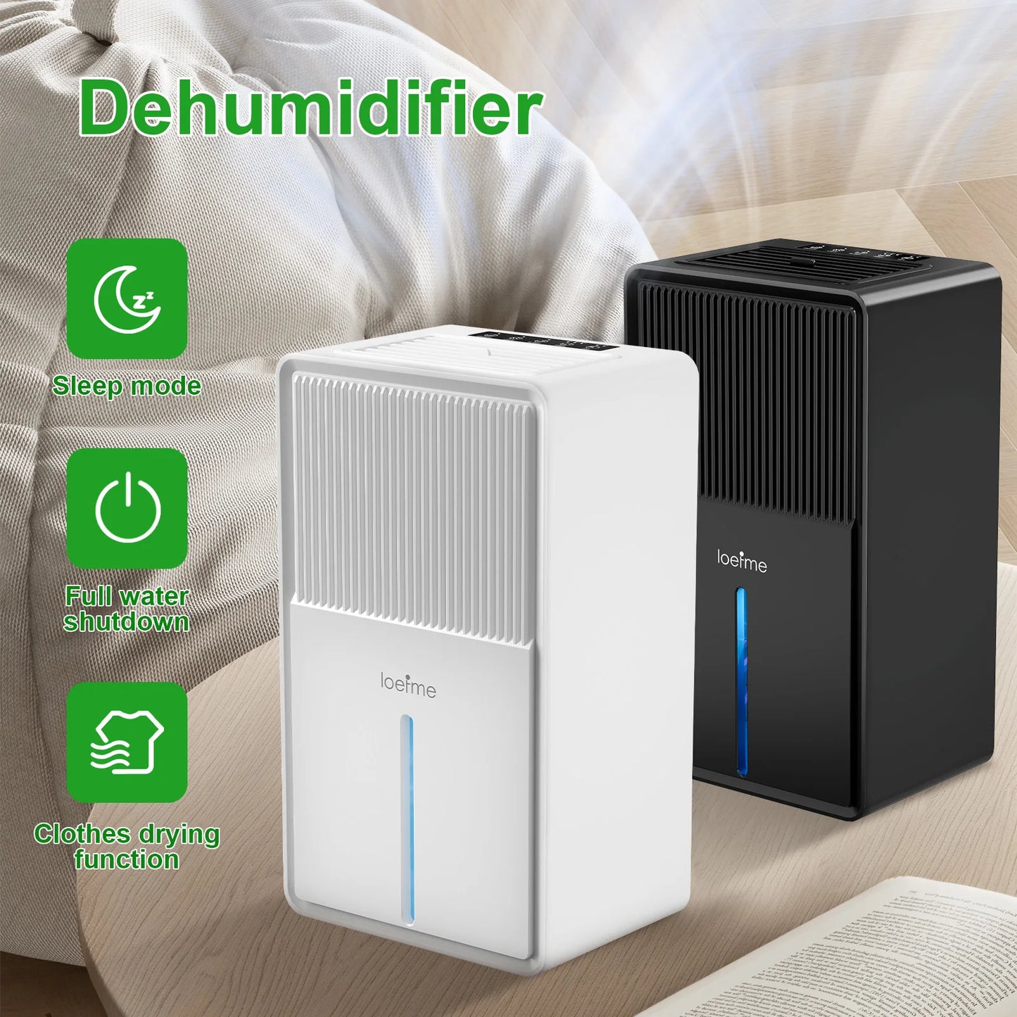 3.0L Dehumidifier Portable Large for Home, Quiet Air Dryer for Mould, Moisture, and Damp Control, Ideal for Bedrooms, Basements