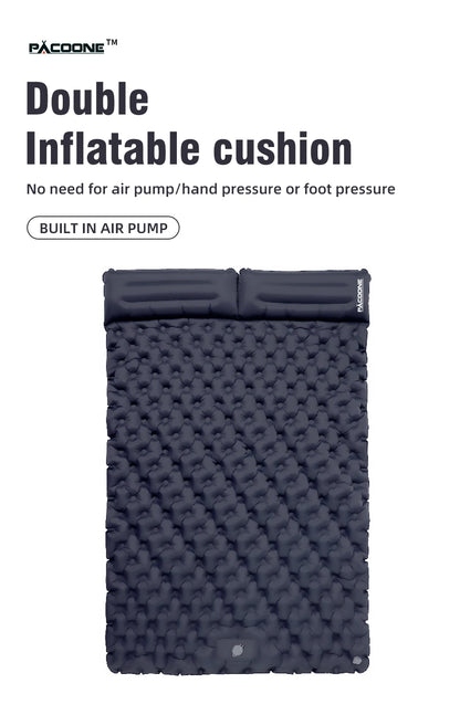 PACOONE Outdoor Camping Double Inflatable Mattress Extra Wide Sleeping Pad Ultralight Folding Bed Sleeping Mat Car Travel Mat