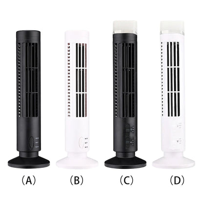 LED Tower Fan Bladeless Cooling Fan 2 Gear Speed No Leaf Air Conditioner Portable Electric Floor Fan for Living Room Bedroom