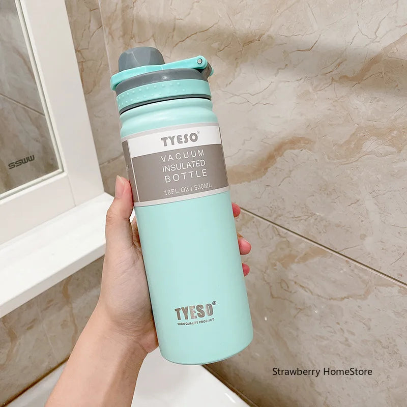 Tyeso 530/750ML Stainless Steel Thermos Bottle Portable Outdoor Sport Water Cup Keeps Cold and Heat High Capacity Thermos Bottle