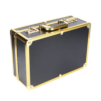 Large Hairdresser Case Gold Salon Beauty Barber Tool Kits Travel Carry Toolbox