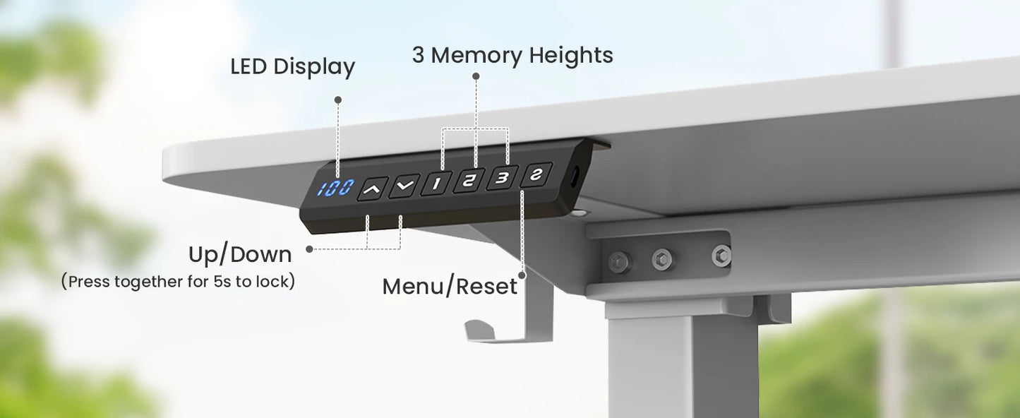 GOFLAME Electric Standing Desk, Sit Stand Home Office Desk with 3 Memory Height Settings, Height Adjustable Computer Desk