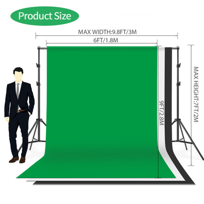 Andoer Photography Kit 1.8*2.7m Black White Green Cotton Backdrop 3pcs Fish-like Mount Clip 1pc 60cm 5in1 Photography Reflector