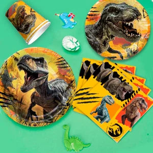 Jurassic World Birthday Decorations Tableware,127pcs Party Decorations Set-Dinosaur Theme Party Plate Cups Napkins Banner etc