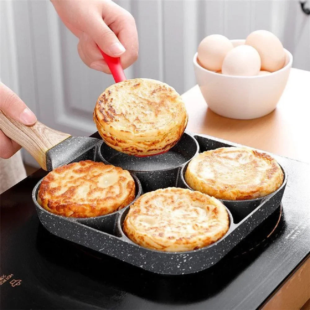 1 PCS Maifan Stone Four-Hole Omelette Pan Bottom Nonstick Egg Pan Mini Frying Pan Breakfast Pan Kitchen Artifact Frying Meat Pot