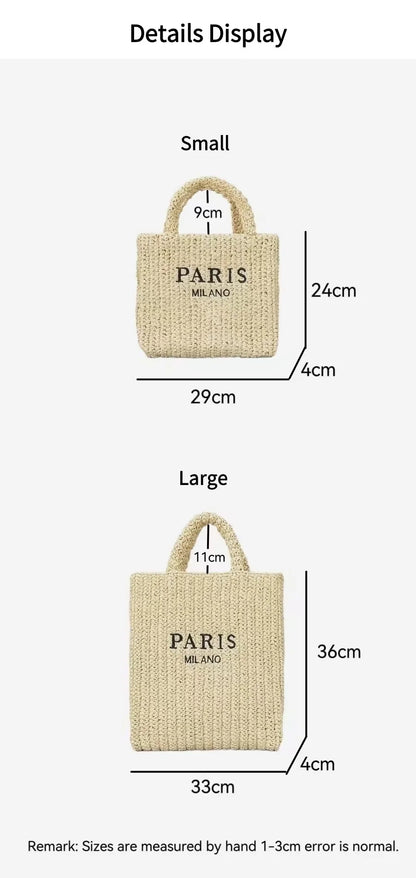 Women Summer Beach Vacation Fashion Straw Knitting Shoulder Bag Hollow Out Handwoven Handbag Portable Large Capacity Casual Tote