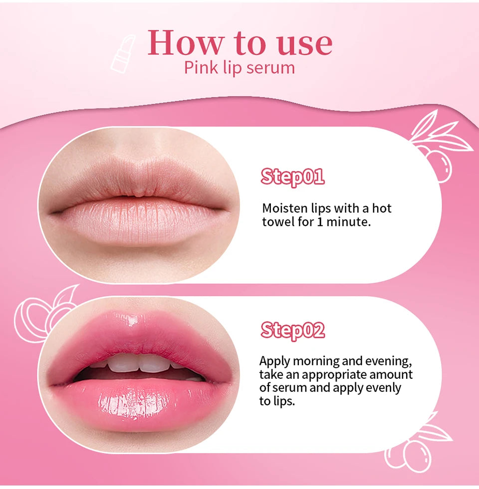 Pink Lips Serum Lip Balm Plumper Serum Reduces Fine Lines Brighten Lipgloss Anti-Drying For Women Pink Lips Instant Volumising