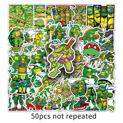 New 50PCS Ninja Turtles TMNT Anime Stickers Kawaii Cartoon Cute Aesthetic Decal Decoration Laptop Motorcycle Luggage Car Sticker