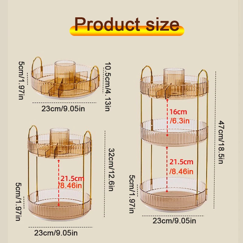 1 Pc cosmetic storage rack, modern round handle cosmetic storage rack made of high-grade and high-quality PET material, and 360