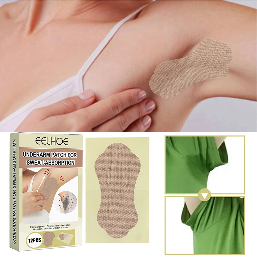 Underarm Absorb Patch Armpits Sweat Sticker Absorbing Sweat for Women Men 12pcs Strong Anti Perspiration Foot Sticker Patch