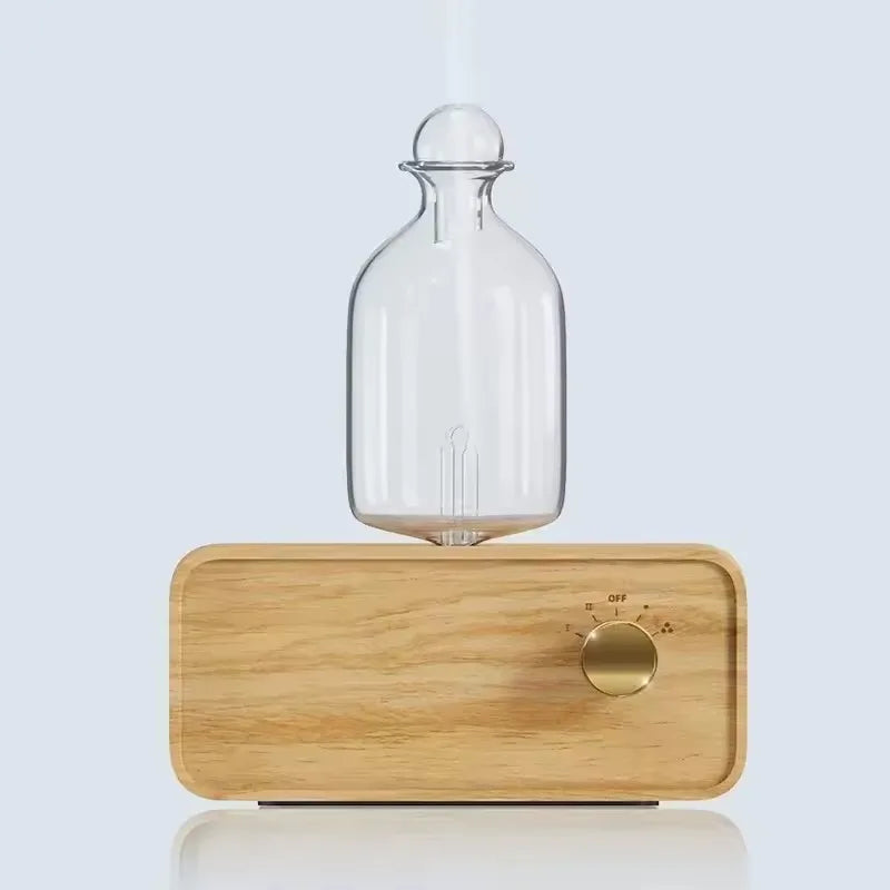 Rechargeable Waterless Essential Oil Diffusers Wood and Glass Aroma Nebulizer Electric Smell for Home Living Room Office Gift