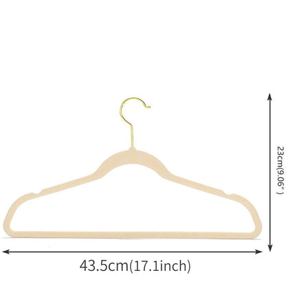 43CM Seamless Flocking New Golden Hook Flocking Hanger Dry and Wet Wardrobe Storage Adult Magic Hanger