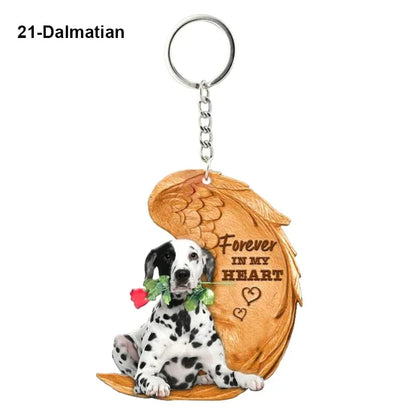 1 Piece 23 Style Dog Forever In My Heart  Angel Pendant Bag Key Chains Car Keychain Keyring  Pet Jewelry Gift For Women Girls