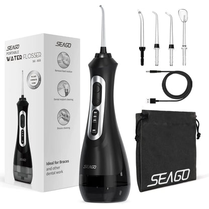 SEAGO New Oral Dental Irrigator Portable Water Flosser USB Rechargeable 3 Modes DIY Mode IPX7 Water for Cleaning Teeth SG833