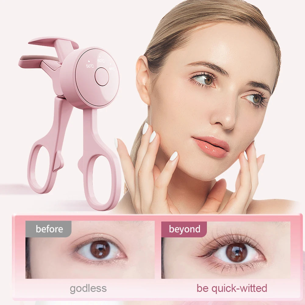 Heated Eyelash Curler Electric Eyelash Curler Long Lasting Heated Lash Curler Auto OFF Rechargeable Eyelash Curler for Women