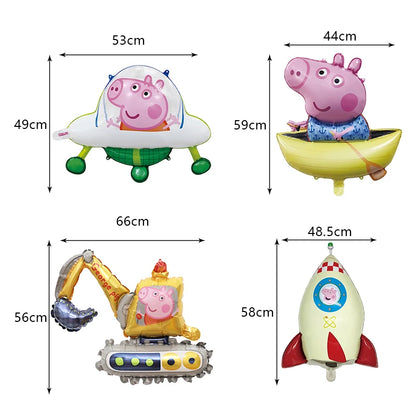 Peppa Pig Birthday Party Decoration Aluminum Foil Balloon For Kid Event Supplies Disposable Tableware Banner Backdrop Gift