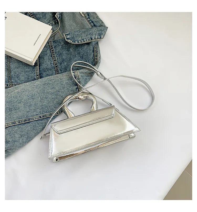 Shiny Leather Handbag And Purse Solid Color Designer Bags For Women Luxury Style Fashion Female Hand Bag High Quality Clutches