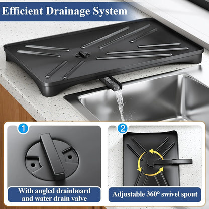 "Multi-Functional" Black Metal Kitchen Sink Organizer - Dish Drainer, Utensil Holder & Cutlery Caddy For Countertop