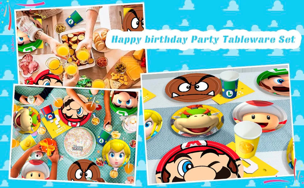 Birthday Decorations Tableware,120pcs Plates and Napkins Set- 30pcs 9'' Party Plates,30pcs 7''Cake Plates & 30pcs Napkins Cups