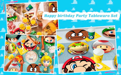 Birthday Decorations Tableware,120pcs Plates and Napkins Set- 30pcs 9'' Party Plates,30pcs 7''Cake Plates & 30pcs Napkins Cups