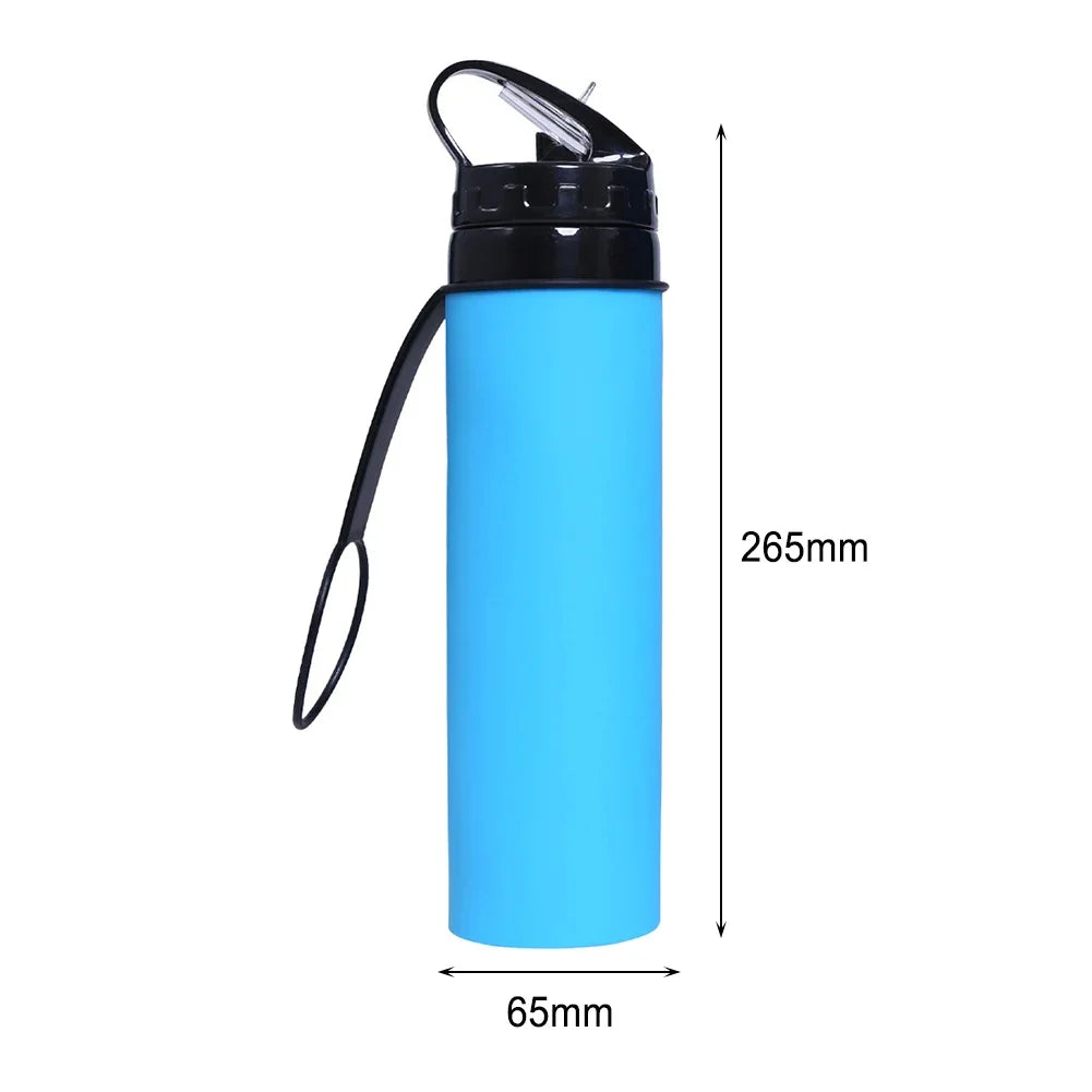 600ml Portable Water Cup Lightweight Silicone Sports Bottle Reusable Foldable Detachable with Suction Tubes Outdoor Accessories