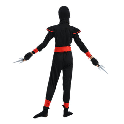 Ninja Costume for Kids Black Deluxe Ninja Costume for Boys Halloween Ninja Costume Dress Up with Knife Fork for Kids (10-12 Yrs)