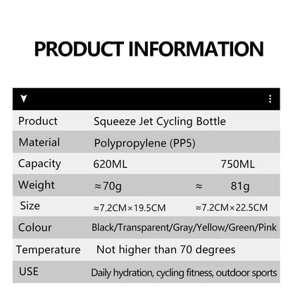 Rapha Cycling Water Bottle 620 750ml Leak-proof Squeezable Taste-free BPA-free Plastic Camping Hiking Sports Bicycle Kettle