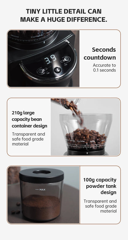 HiBREW Automatic Burr Mill Electric Coffee Grinder with 34 Gears for Espresso American Coffee Pour Over Visual Bean Storage G3