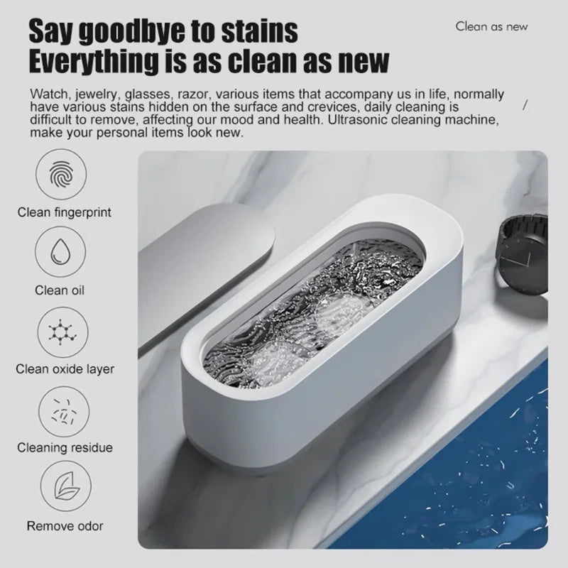 Xiaomi 45000hz Ultrasonic Cleaner Pro Deep Clean Jewelry Glasses Watches Usb-c Rechargeable Portable Design For Home Travel Use