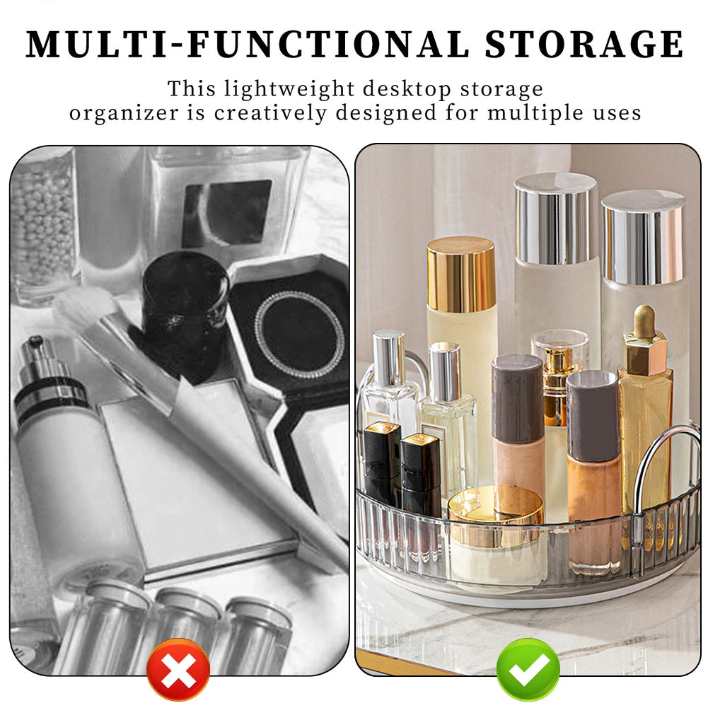 360 Degree Rotation Make Up Organizer Box Transparent Fashion Cosmetic Organizer Multi-Function Detachable Dressing Table