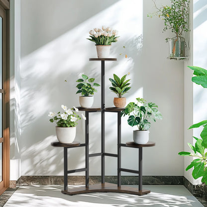 5 Tiered Tall Corner Plant Stand Multiple Potted Flower Holder Organizer Rack for Balcony Garden Planters