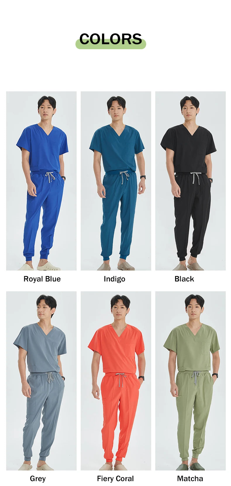 Unisex Medical Uniforms V-neck Top Jogger Pants Scrub Set Stretch Surgical Workwear Dentist Vet Nursing Suit Doctor Outfit S21