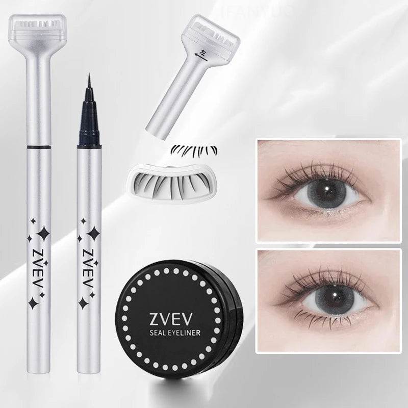 Waterproof Lower Eyelash Stamp Set Quick Dry Portable 0.01mm Tip Eye Liner Lower Lash Stamp with Ink False Eyelashes Accessories